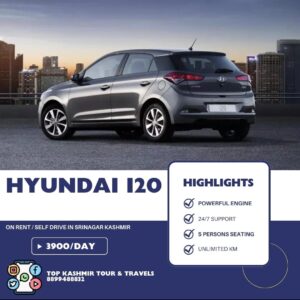Hyundai i20 on self drive in srinagar kashmir
